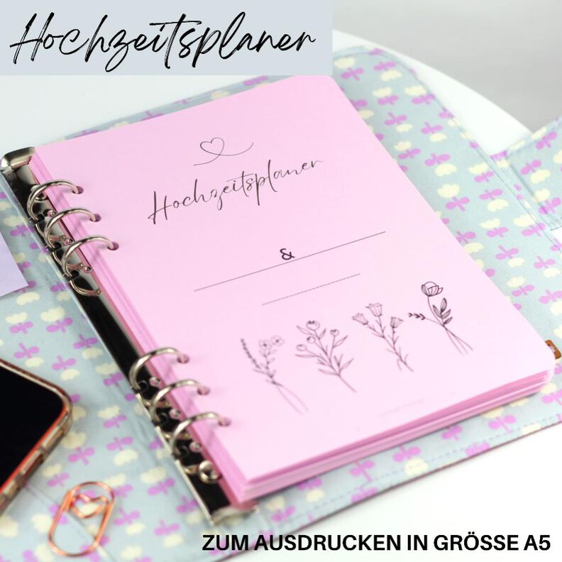 Hochzeitsplaner zum Ausdrucken für Größe A5 image number 1