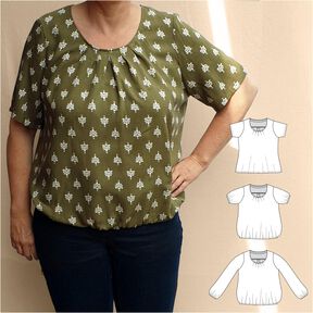 Betty - Bluse mit Falten und weiten Ärmeln BU 80-116, A4+A0