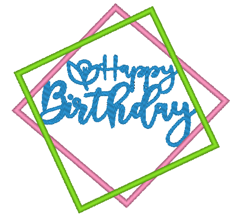 Stickdatei Happy Birthday Rechteck Button Rahmen 14 Gr. image number 7