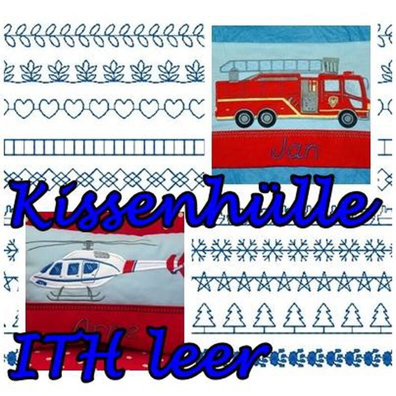 Kissenhülle 2 leer für eigene Motive und Name ITH Stickdatei image number 1