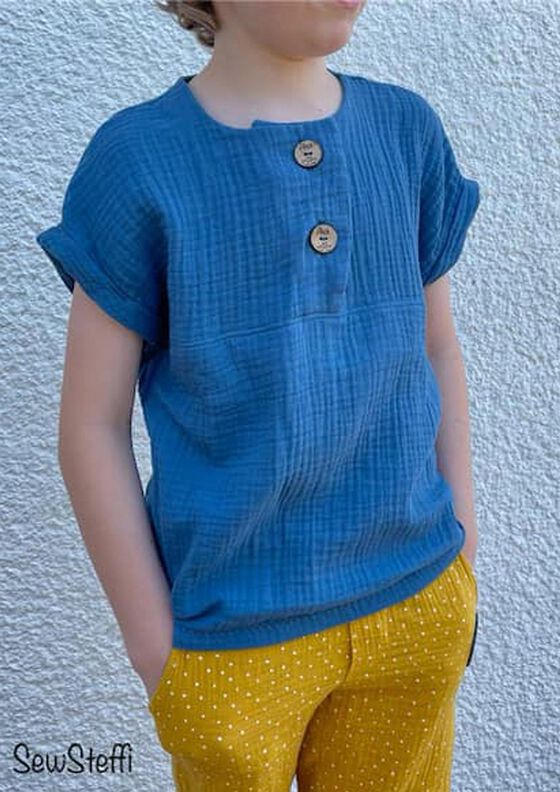 Musselin Shirt Solmusling Gr. 128-170, Leinen, inkl. A0 image number 8