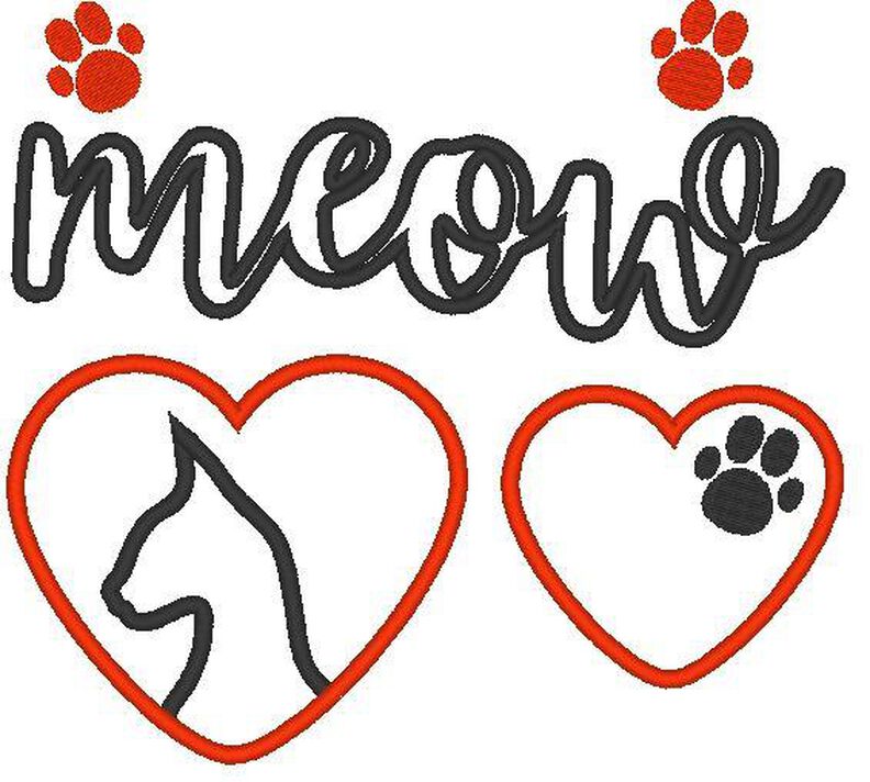 Katze Katzen Liebe Stoff-Aufnäher Stickdatei Herz image number 5