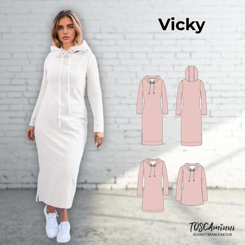 Kleid Vicky Gr. 34-54 Schnittmuster Sweatkleid A4/A0-Datei image number 1