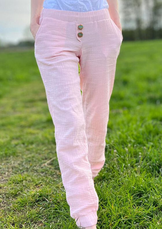Musselin Hose Strandmusling Gr. 32-50 Low Waist, Leinen image number 3