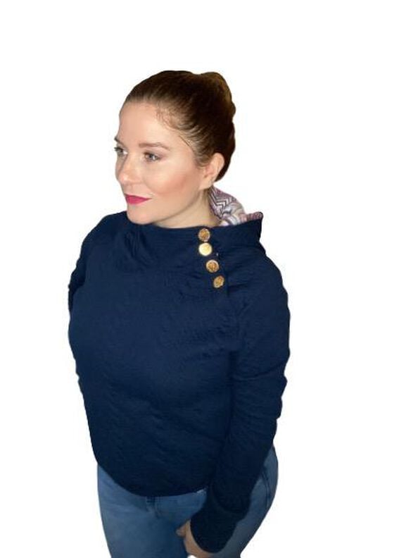 Damen Knopfleisten Pullover BUTTON RAGLAN Gr. XS-4XL (32-54) image number 6