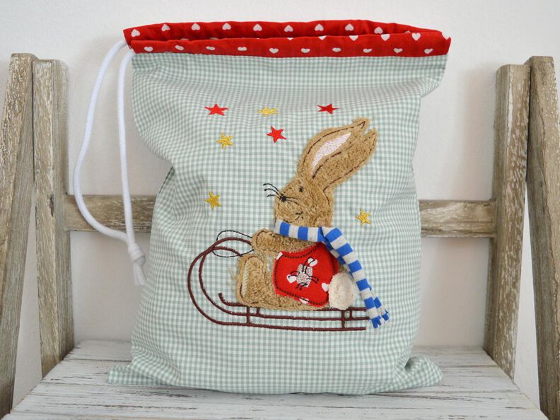 Stickdatei Hase auf Schlitten 2er SET 13x18cm image number 2