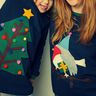 Weihnachtspulli Applikationen Tannenbaum Rotkehlchen thumbnail number 1