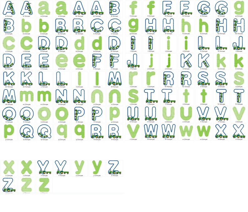 Stickdatei Traktor Alphabet 10cm 13cm + kl. Buchstaben image number 2