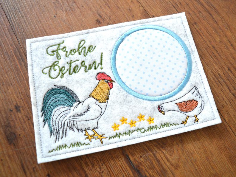 Stickdatei Mugrug Untersetzer Ostern Hahn Huhn image number 4