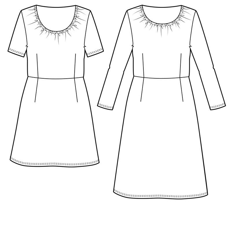 Jersey Kleid geraffter Ausschnitt mit Gummi ELOK ♥Gr.XS-XXL image number 9