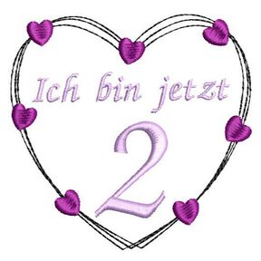 Stickdatei Herz 5er SET 10x10cm zum Geburtstag Zahlen