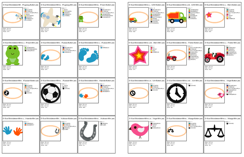 60 Minis jeweils mit Button Stickdatei image number 6