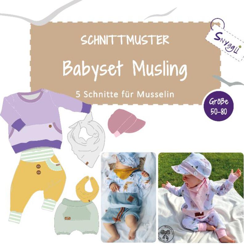 Musselin Babyset Musling Gr. 50-80, inkl. A0 + A4 image number 1