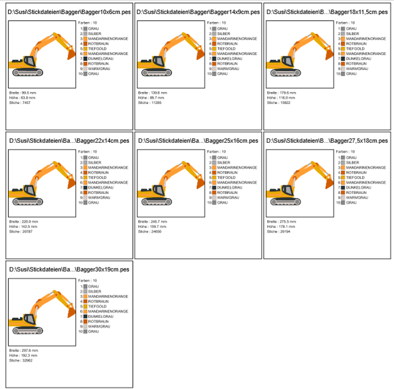 Bagger Stickdatei image number 3