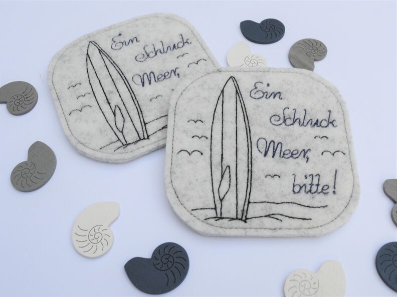 Stickdatei Meer Surfbrett Untersetzer Glasabdeckung image number 3