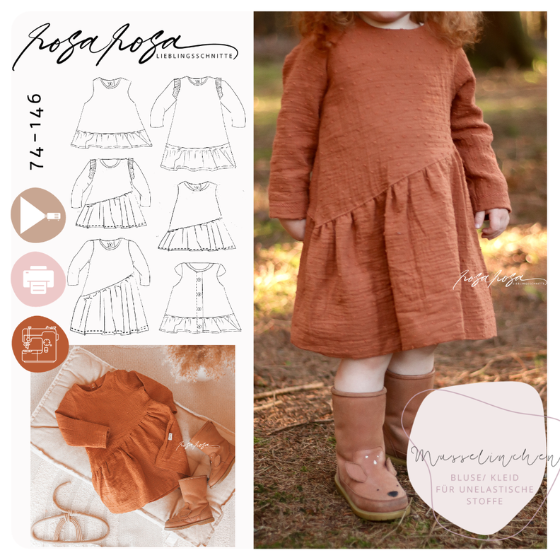 Kleid/ Bluse #Musselinchen Gr. 74-146 A4/ A0/ Beamerdatei image number 1