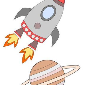 Plotterdatei Rakete + Planet