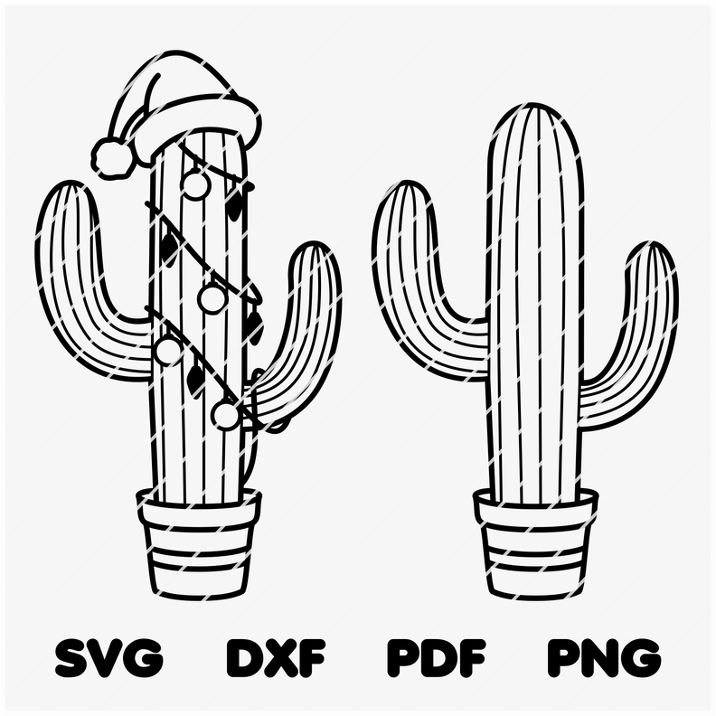 Vektor Plotterdatei Kaktus Weihnachten / SVG PNG DXF image number 3
