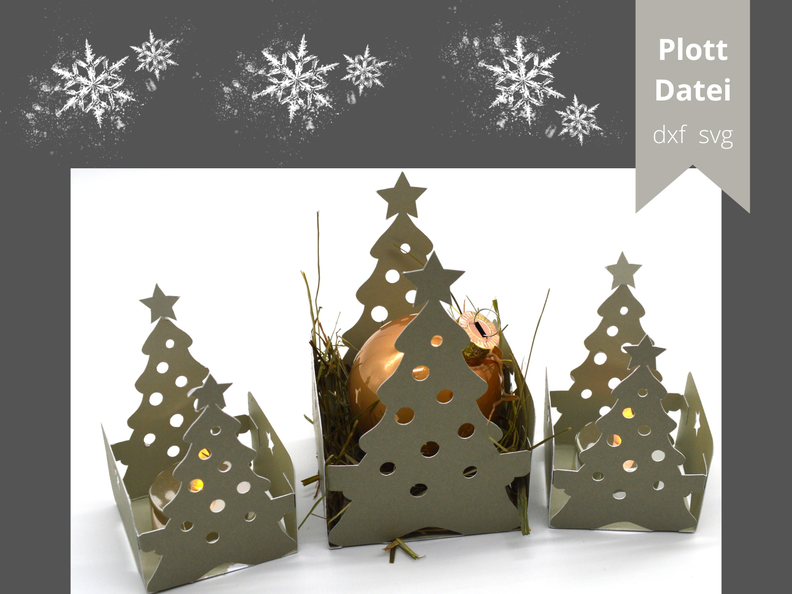 Plott Weihnachtsbaum Körbchen Teelicht Lichterhaus image number 2