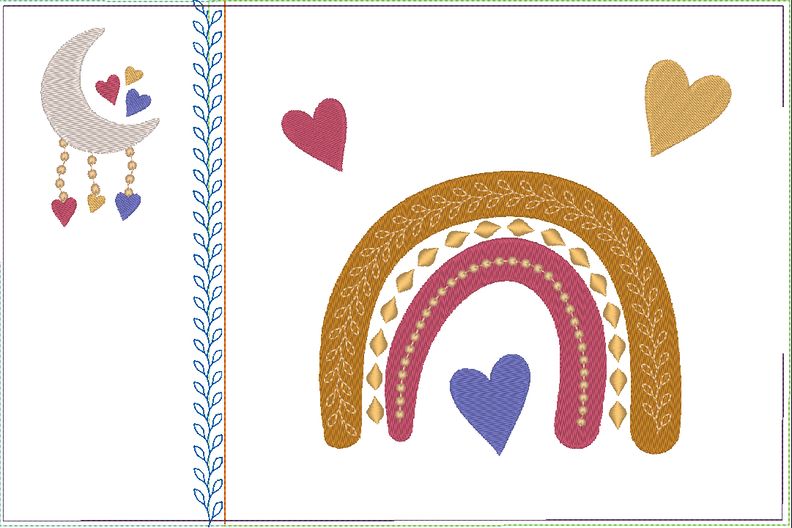 Stickdatei - Regenbogen Mond Boho Kissen Lätzchen SET ITH image number 8