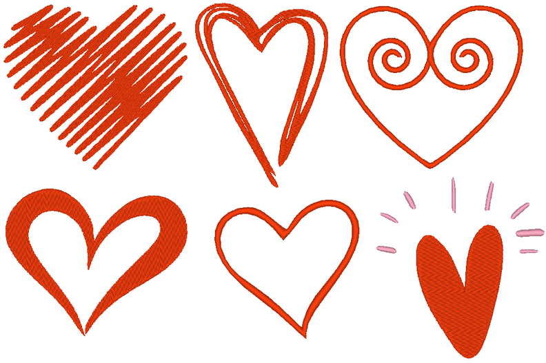 Stickdatei - einfache Herz Linien Herzen simply image number 2