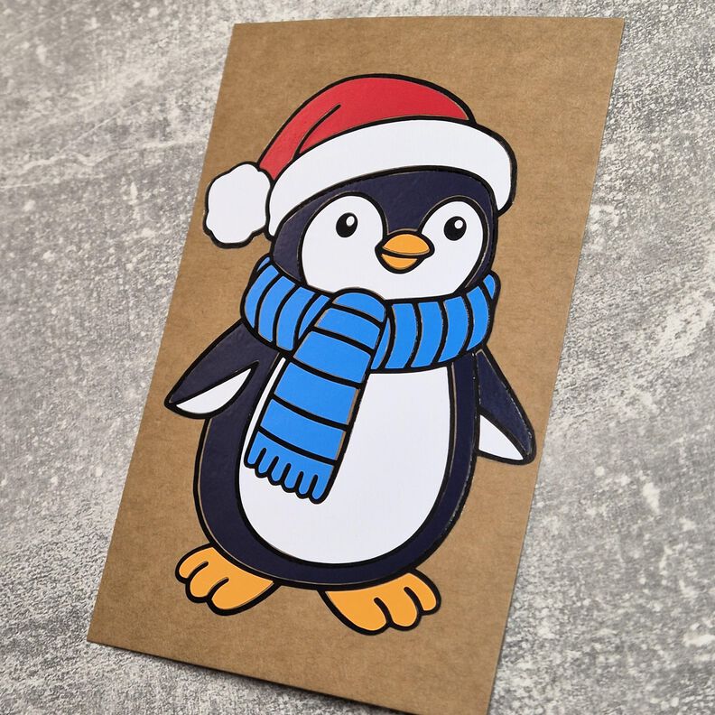 Plotterdatei Pinguin Weihnachten - 2 Varianten SVG PNG DXF image number 3