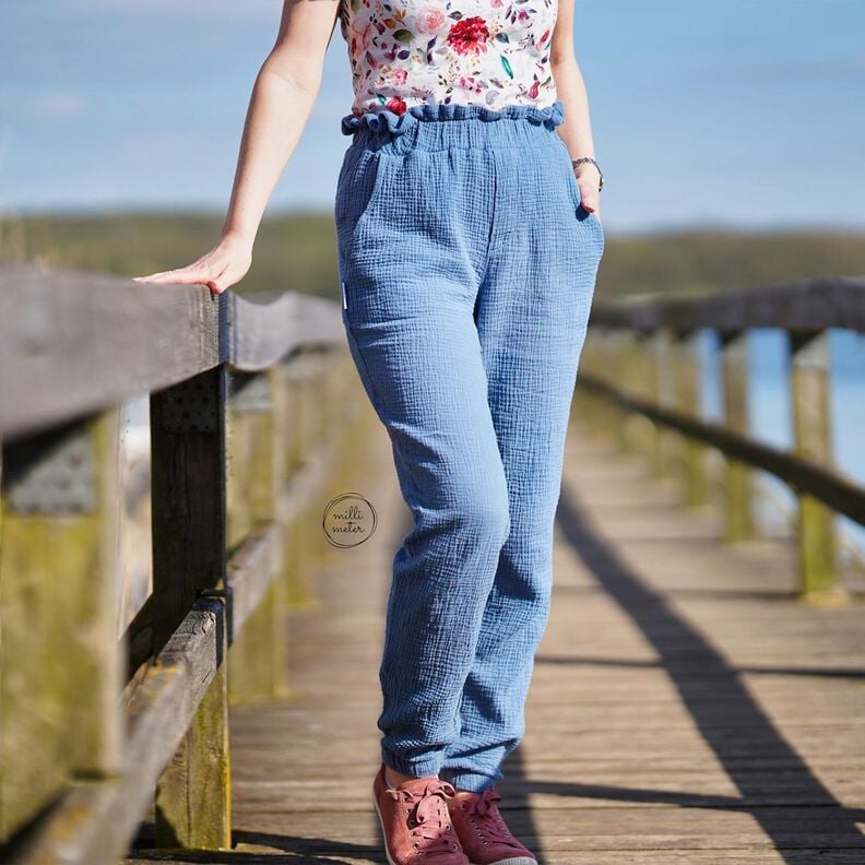 Musselin Hose Strandmusling Gr. 32-50 High Waist, Leinen image number 2