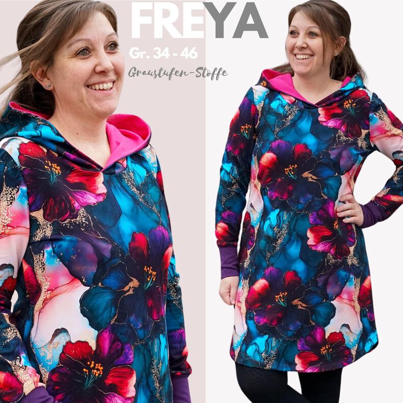 Hoodiekleid / Hoodie Damen, Glamhoodie Freya Gr. 34 bis 46 image number 1