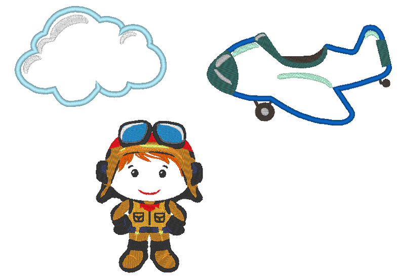 Stickdatei Pilot Flugzeug Wolke image number 2