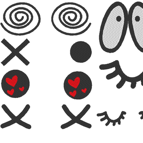 Stickdatei Comic Augen Kuscheltiere Kissen Bettschlagen