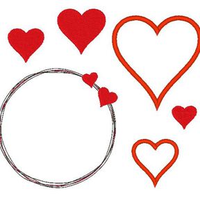 Herz Liebe Stickdatei gefüllt + Appli + doodle Button