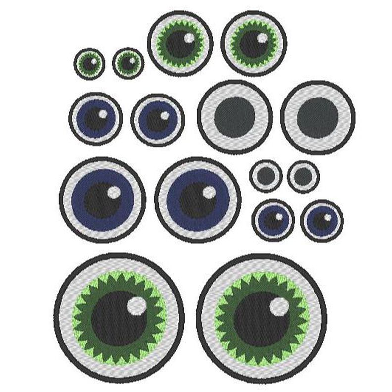 runde Augen für Kuscheltiere Bettschlagen Stickdatei image number 1