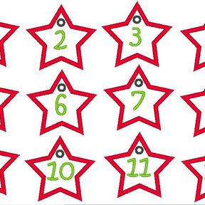 Adventskalender Sterne mit Öse Stickdatei Weihnachten