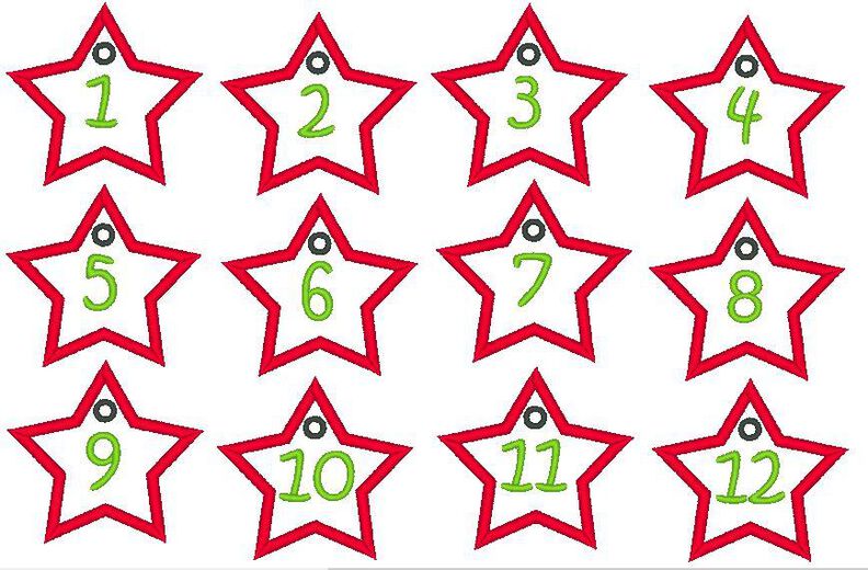 Adventskalender Sterne mit Öse Stickdatei Weihnachten image number 2