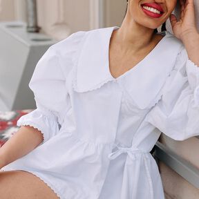 Wickelbluse Schnittmuster Damen Bubikragen Puffärmel