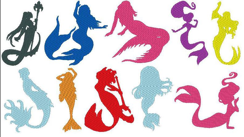 Meerjungfrau 1 Silhouette 18 Motive Stickdatei image number 3