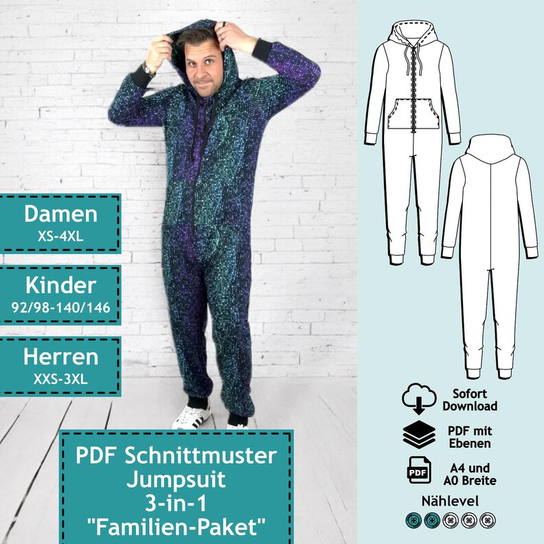 "Familien-Paket" Jumpsuit-Set für Herren, Damen & Kinder image number 1