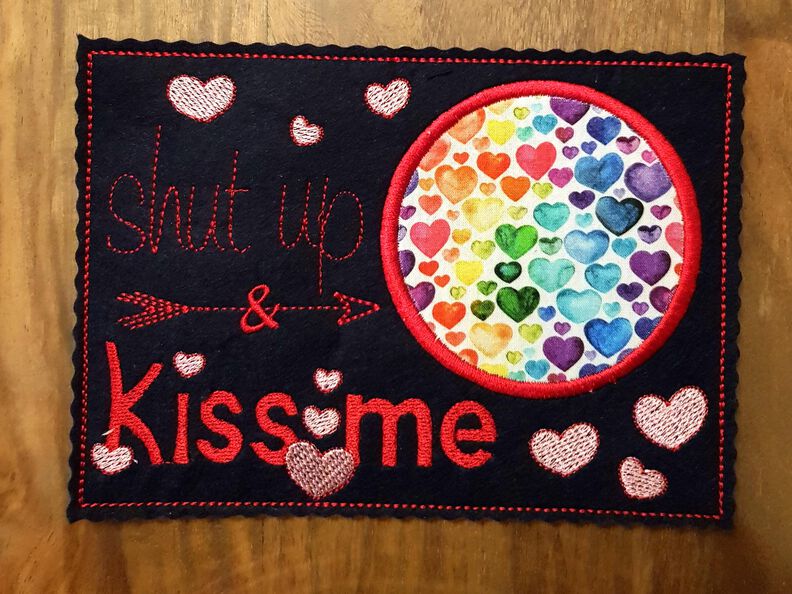 Stickdatei Valentinstag Mug Rug Herzen shut up and kiss me image number 3
