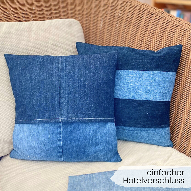 Sternen-Kissen nähen mit Hotelverschluß, Jeans Upcycling image number 8