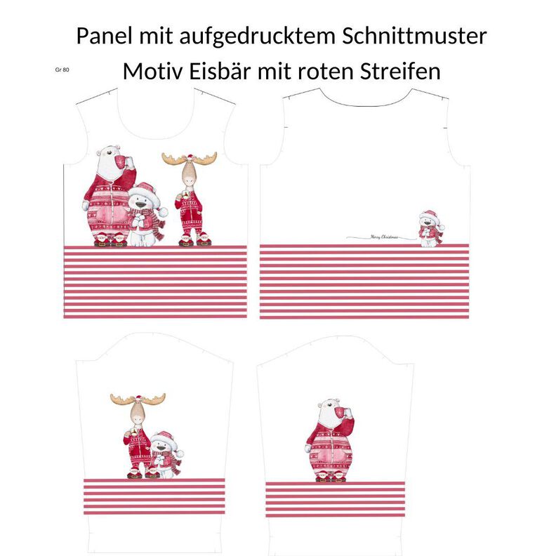 Schnittmuster Shirt Paula+Emil Gr. 80-140 + Motiv Eisbär rot image number 2