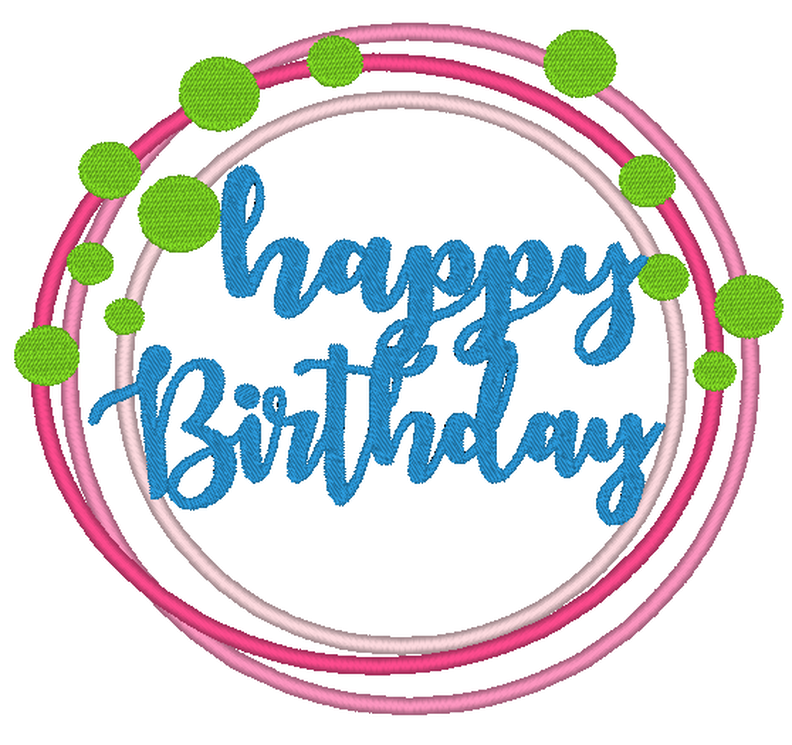 Stickdatei - Happy Birthday Kreis Button in 16 Gr. image number 7