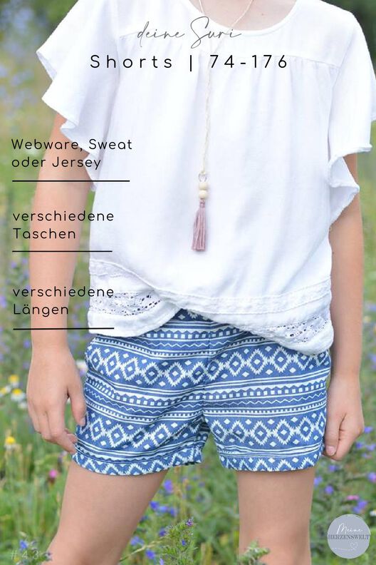 Shorts/Hose Kinder Schnittmuster Gr. 74-176 - deine SURI #43 image number 8