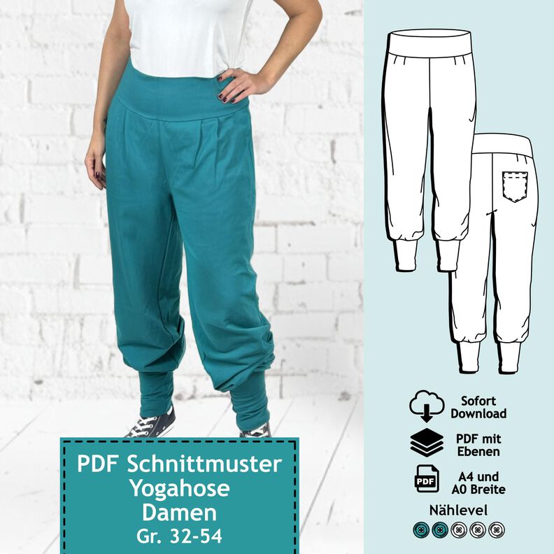 Yogahose Lea, Gr. 32-54 | Schnittmuster mit Ebenen image number 1