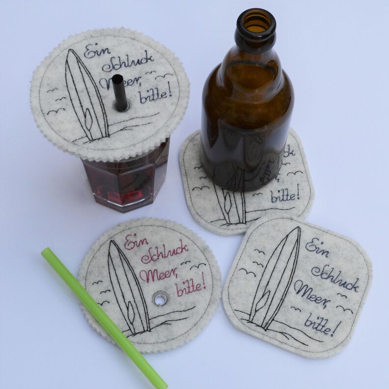 Stickdatei Meer Surfbrett Untersetzer Glasabdeckung image number 7