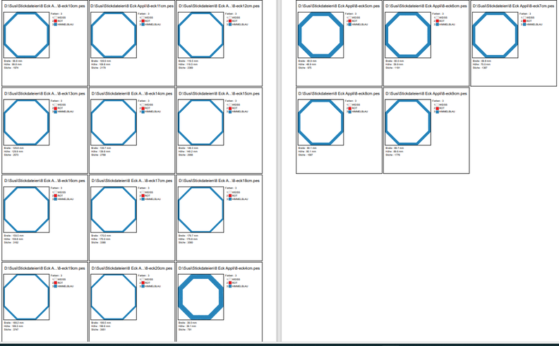 Stickdatei  8eck Button Stoffapplis 17 Gr&ouml;&szlig;en Rahmen image number 3