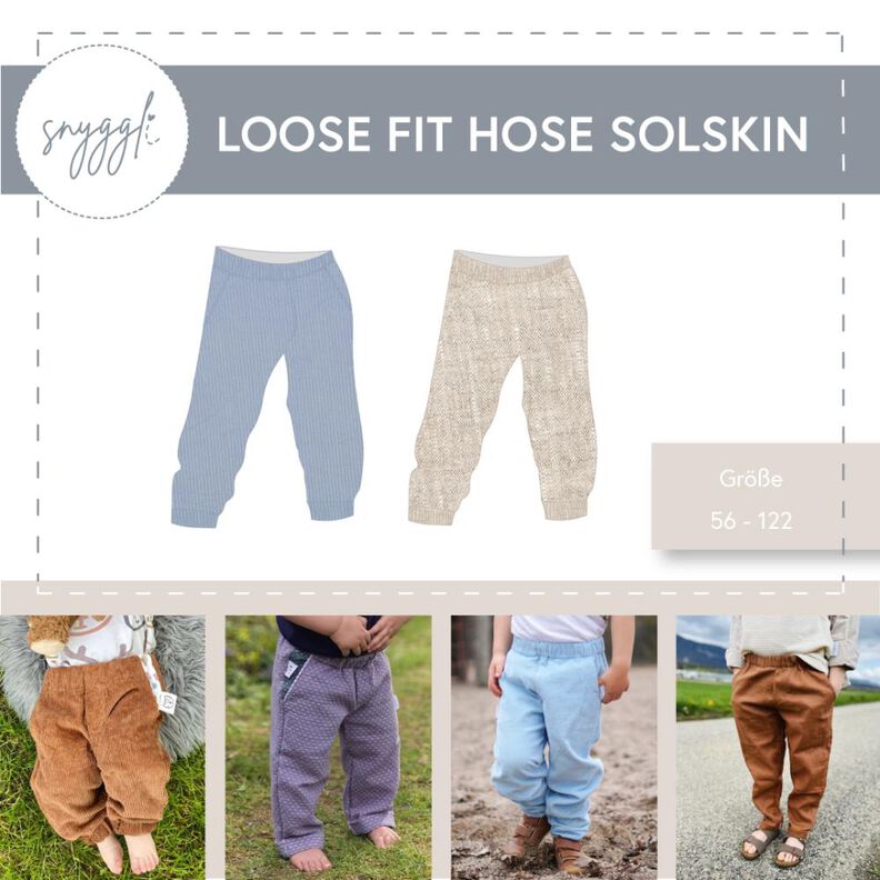 Loose fit Hose Solskin Gr. 56-122, A0, Cord, Leinen image number 1