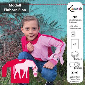 Pullover Kind E-Book Luanimals Einhorn Elon (86-152cm)