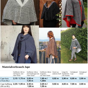 Jape - Poncho/Cape mit Schalkragen 34-56