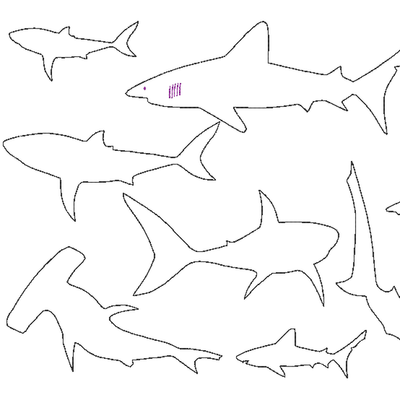 Stickdatei - Hai Raubfisch Linien image number 1
