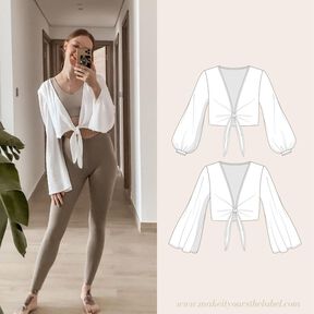 Crop Top Oberteil / Bolero mit Knotendetail - Gr. 34-50